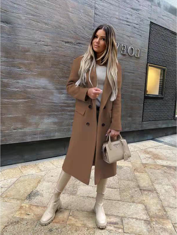 Damernas Elegant och Tidlös Ullkappa med Dubbelknäppning Mirla-Eva Jonsson