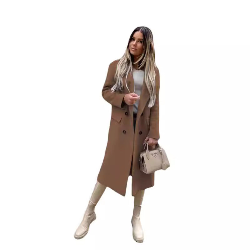 Damernas Elegant och Tidlös Ullkappa med Dubbelknäppning Mirla-Eva Jonsson