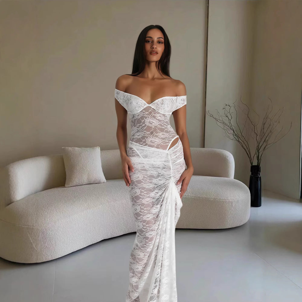 Damernas Elegant spetsklänning i bodycon-stil med off-shoulder halsringning Mirla-Eva Jonsson