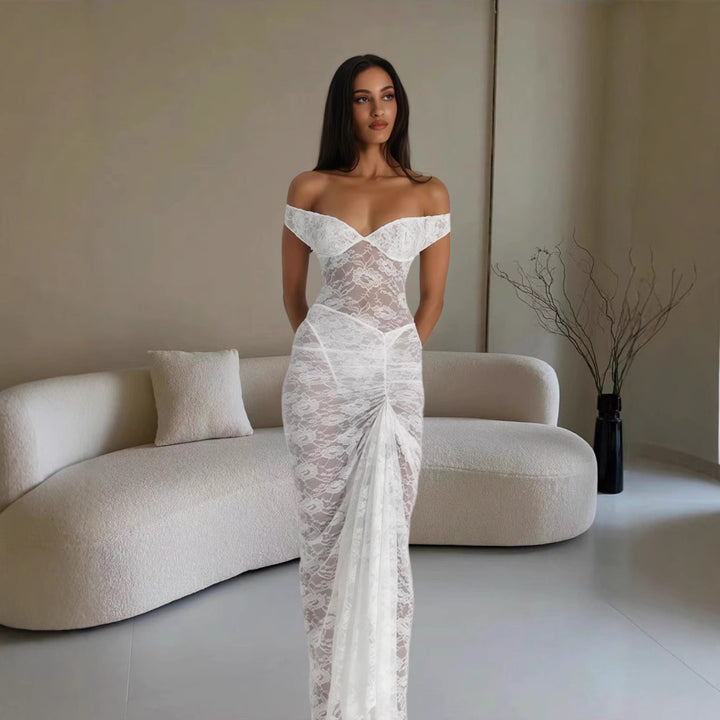 Damernas Elegant spetsklänning i bodycon-stil med off-shoulder halsringning Mirla-Eva Jonsson