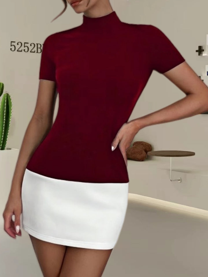 Damernas Elegant topp med hög krage och korta ärmar Eva Jonsson-Eva Jonsson