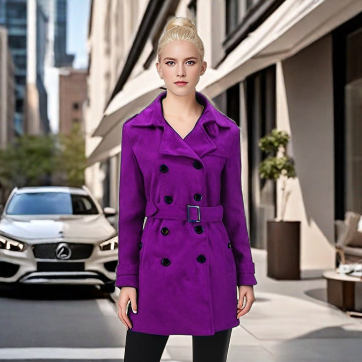 Damernas Elegant trenchcoat med bälte och kontrasterande knappar Eva Jonsson-Eva Jonsson