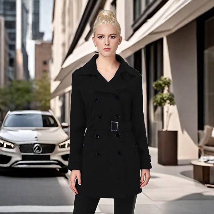 Damernas Elegant trenchcoat med bälte och kontrasterande knappar Eva Jonsson-Eva Jonsson