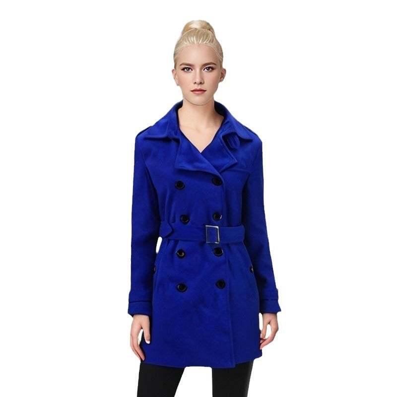 Damernas Elegant trenchcoat med bälte och kontrasterande knappar Eva Jonsson-Eva Jonsson