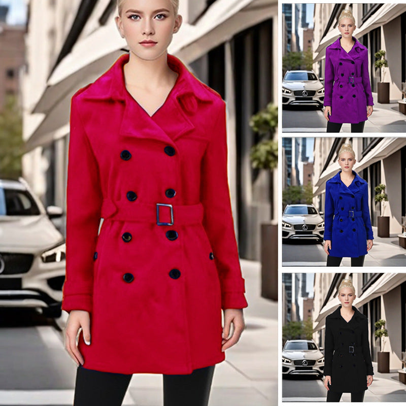 Damernas Elegant trenchcoat med bälte och kontrasterande knappar Eva Jonsson-Eva Jonsson