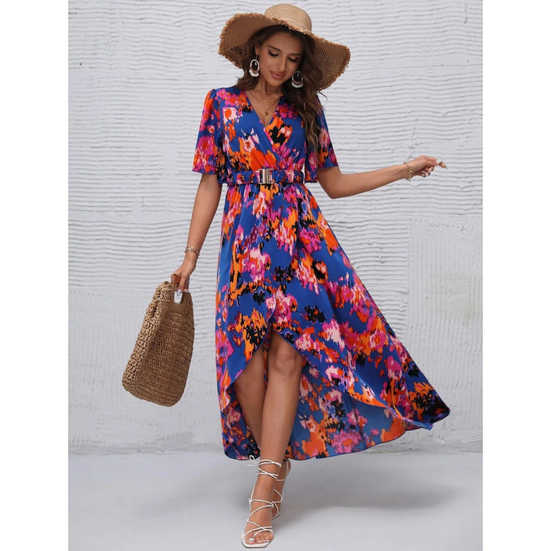 Damernas Eleganta Blommiga Wrap Maxi Klänning Eva Jonsson-Eva Jonsson