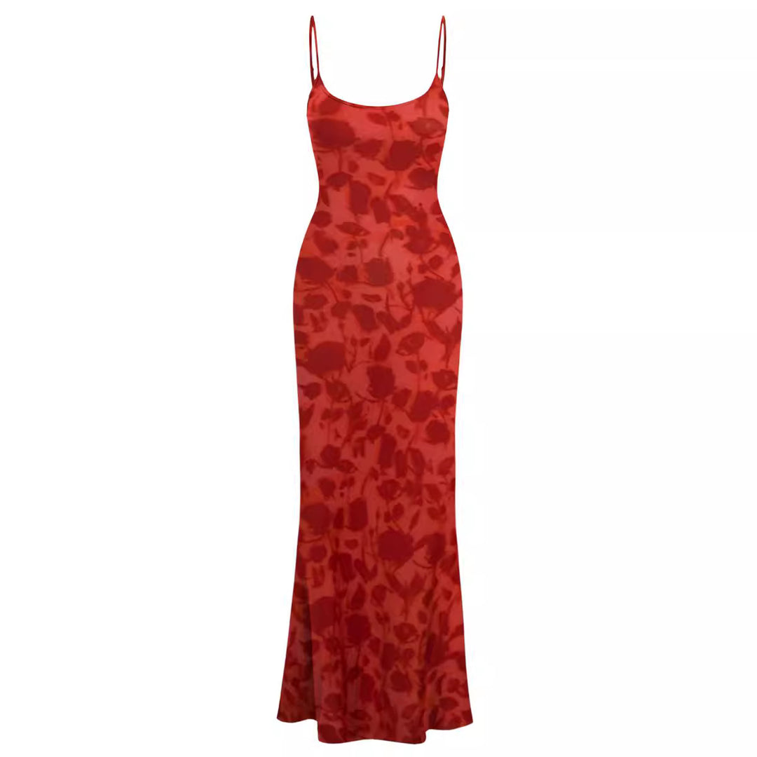 Damernas Eleganta Långklänning med tunna Spaghettiband och flödande snitt Eva Jonsson-Eva Jonsson