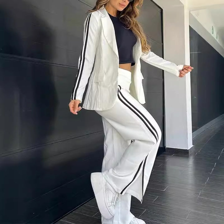 Damernas Eleganta Loungewear-set med vid Blazer och Högmidjade Byxor Eva Jonsson-Eva Jonsson