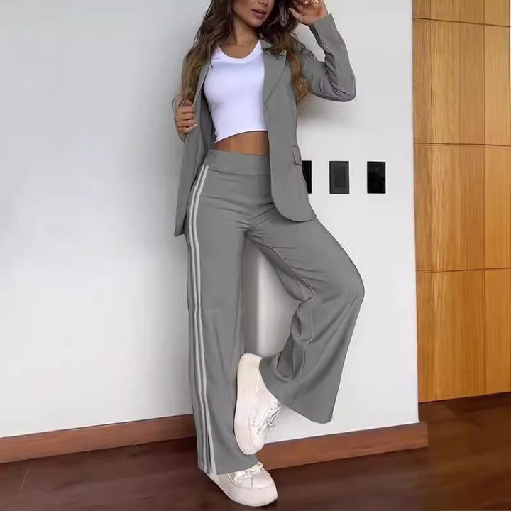 Damernas Eleganta Loungewear-set med vid Blazer och Högmidjade Byxor Eva Jonsson-Eva Jonsson
