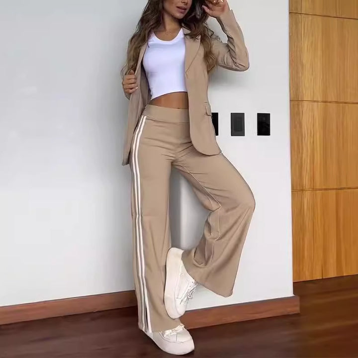 Damernas Eleganta Loungewear-set med vid Blazer och Högmidjade Byxor Eva Jonsson-Eva Jonsson