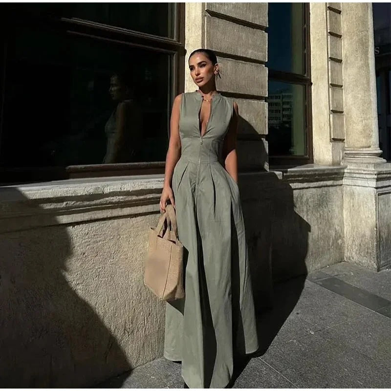 Damernas Eleganta Midi-klänning med genomgående dragkedja och figursydd design Eva Jonsson-Eva Jonsson