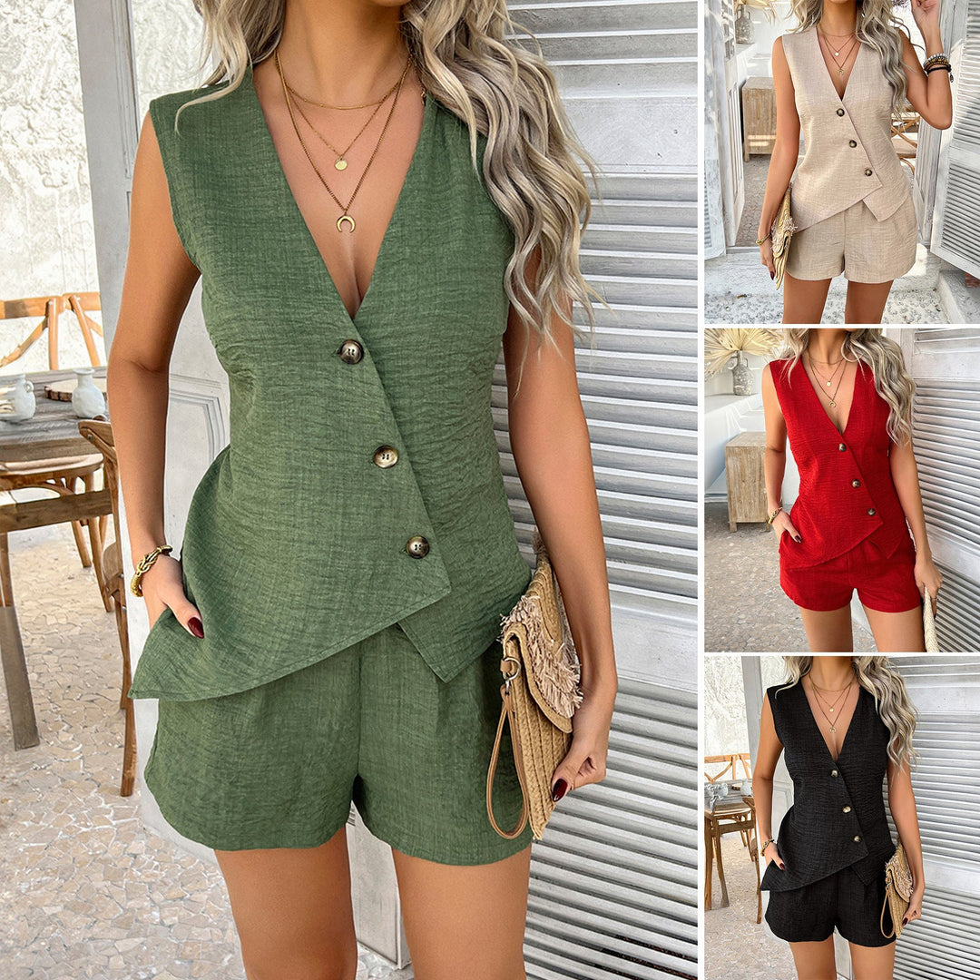 Damernas Eleganta Set Av ärmlös Top och Korta Shorts Mirla-Eva Jonsson