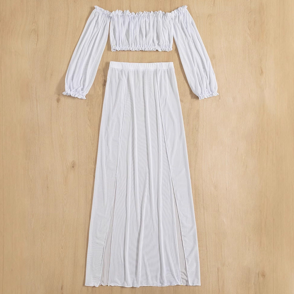 Damernas Eleganta Strandklänning med off-shoulder design och djupa sidsofterslitzar Eva Jonsson-Eva Jonsson