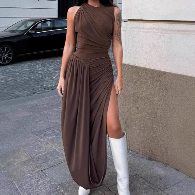 Damernas Eleganta Wrap-klänning med högslitsad design och asymmetrisk skärning Mirla-Eva Jonsson