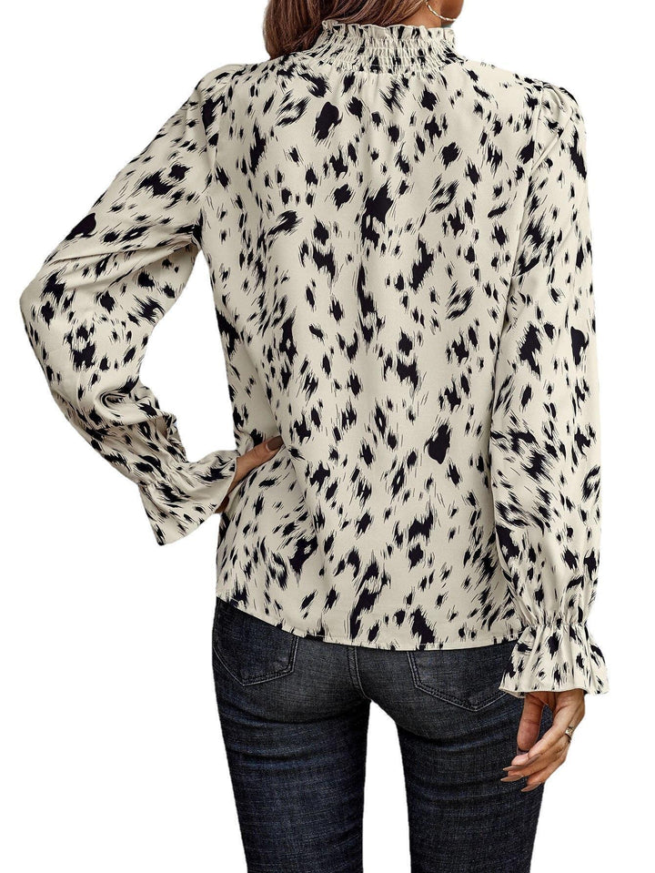 Damernas Fashionable Blus med Volangkant och Djurtryck Eva Jonsson-Eva Jonsson