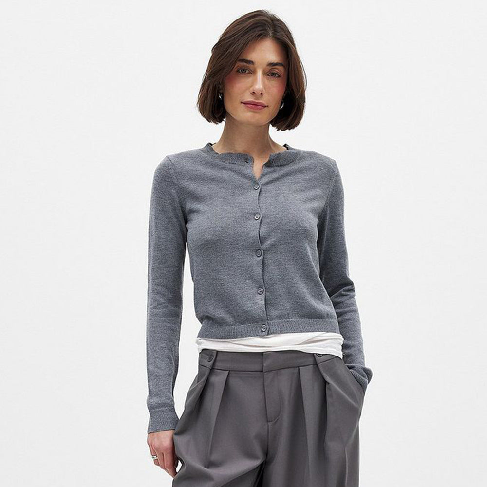 Damernas Fin Stickad Cardigan med Knapplås Mirla-Eva Jonsson