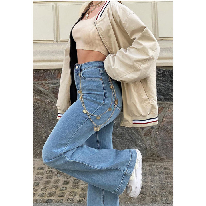 Damernas Flared Jeans med hög midja och trendig smock Eva Jonsson-Eva Jonsson