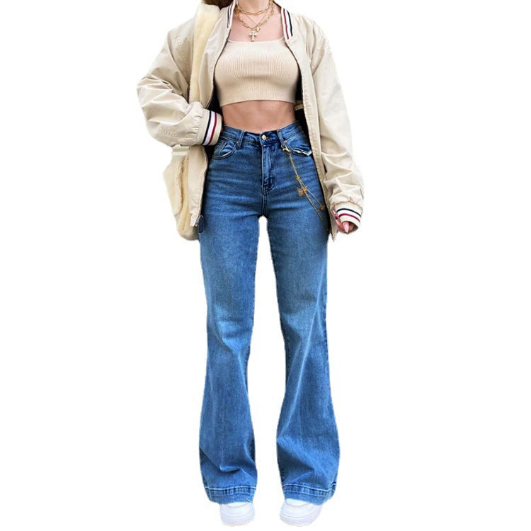 Damernas Flared Jeans med hög midja och trendig smock Eva Jonsson-Eva Jonsson