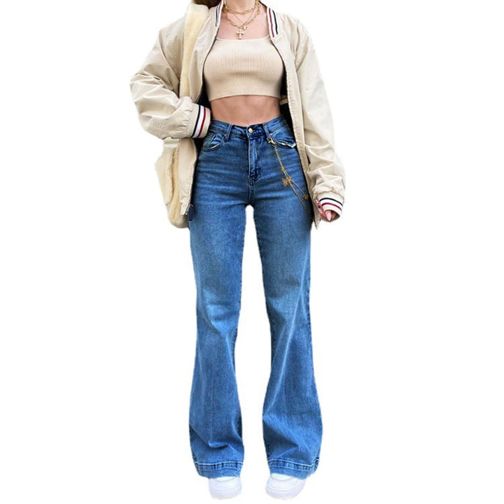 Damernas Flared Jeans med hög midja och trendig smock Eva Jonsson-Eva Jonsson