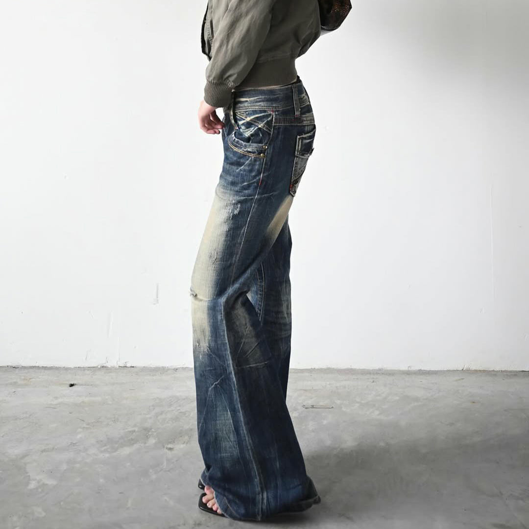 Damernas Flared Jeans med modernt Used-Look Mirla-Eva Jonsson