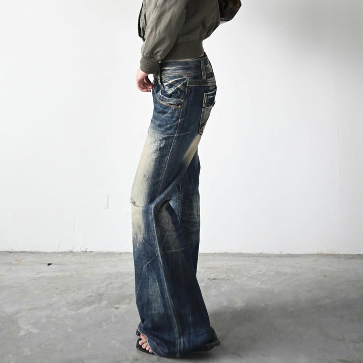 Damernas Flared Jeans med modernt Used-Look Mirla-Eva Jonsson