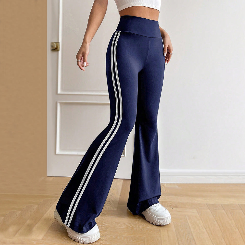Damernas Flared Sportleggings med Hög Midja och SidoStripe Mirla-Eva Jonsson