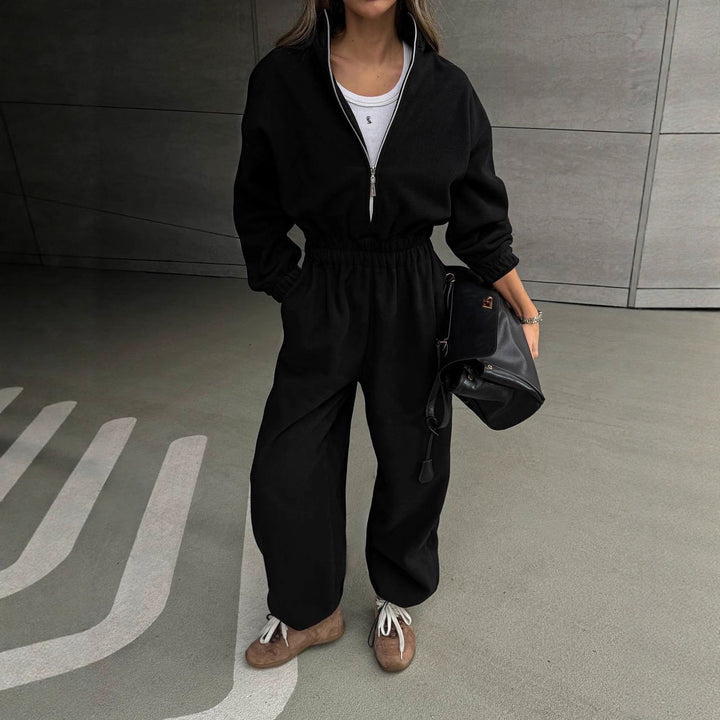 Damernas Fleeceloungewear-set med hög krage och praktiska fickor Mirla-Eva Jonsson