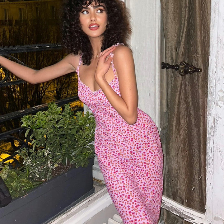 Damernas Floral Slip Midi Klänning Eva Jonsson-Eva Jonsson