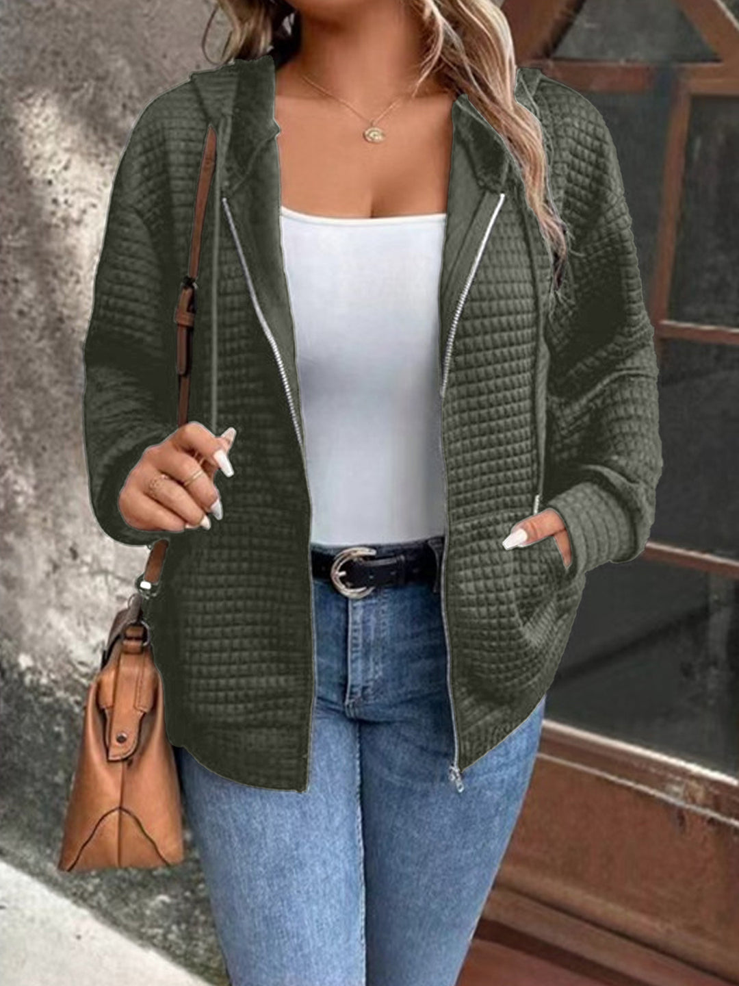 Damernas Fodrad Zip-jacka med Känguruficka Mirla-Eva Jonsson