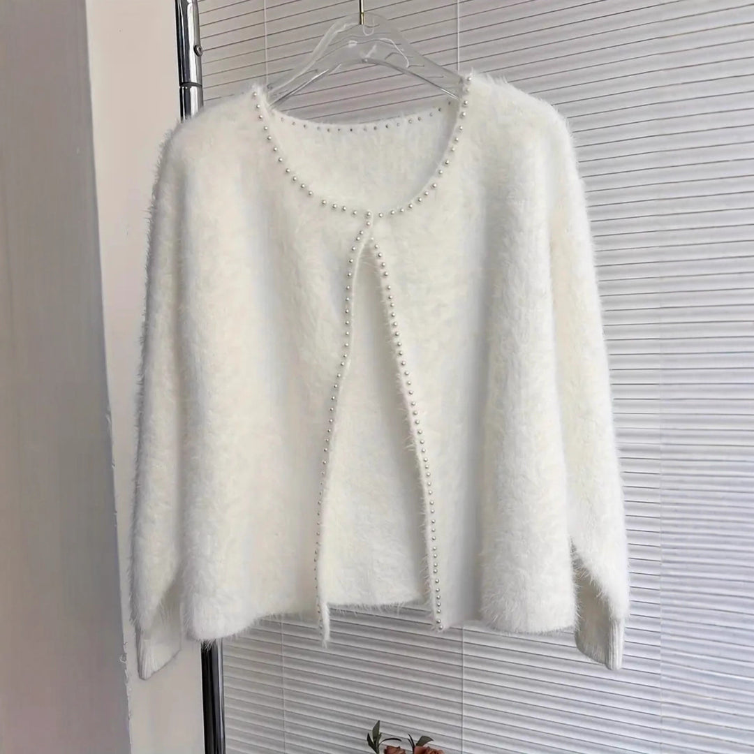 Damernas Fuzzy Cardigan med pärnknappar och avslappnad skärning Mirla-Eva Jonsson