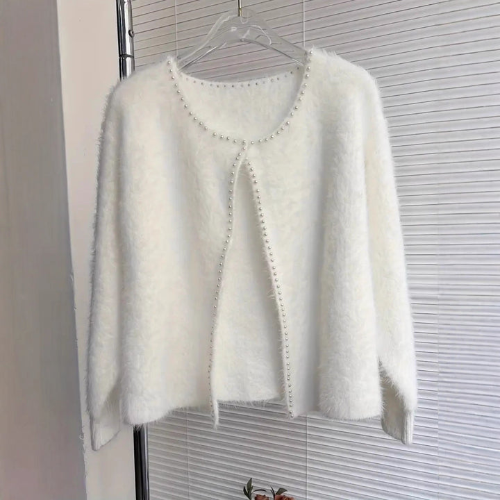 Damernas Fuzzy Cardigan med pärnknappar och avslappnad skärning Mirla-Eva Jonsson