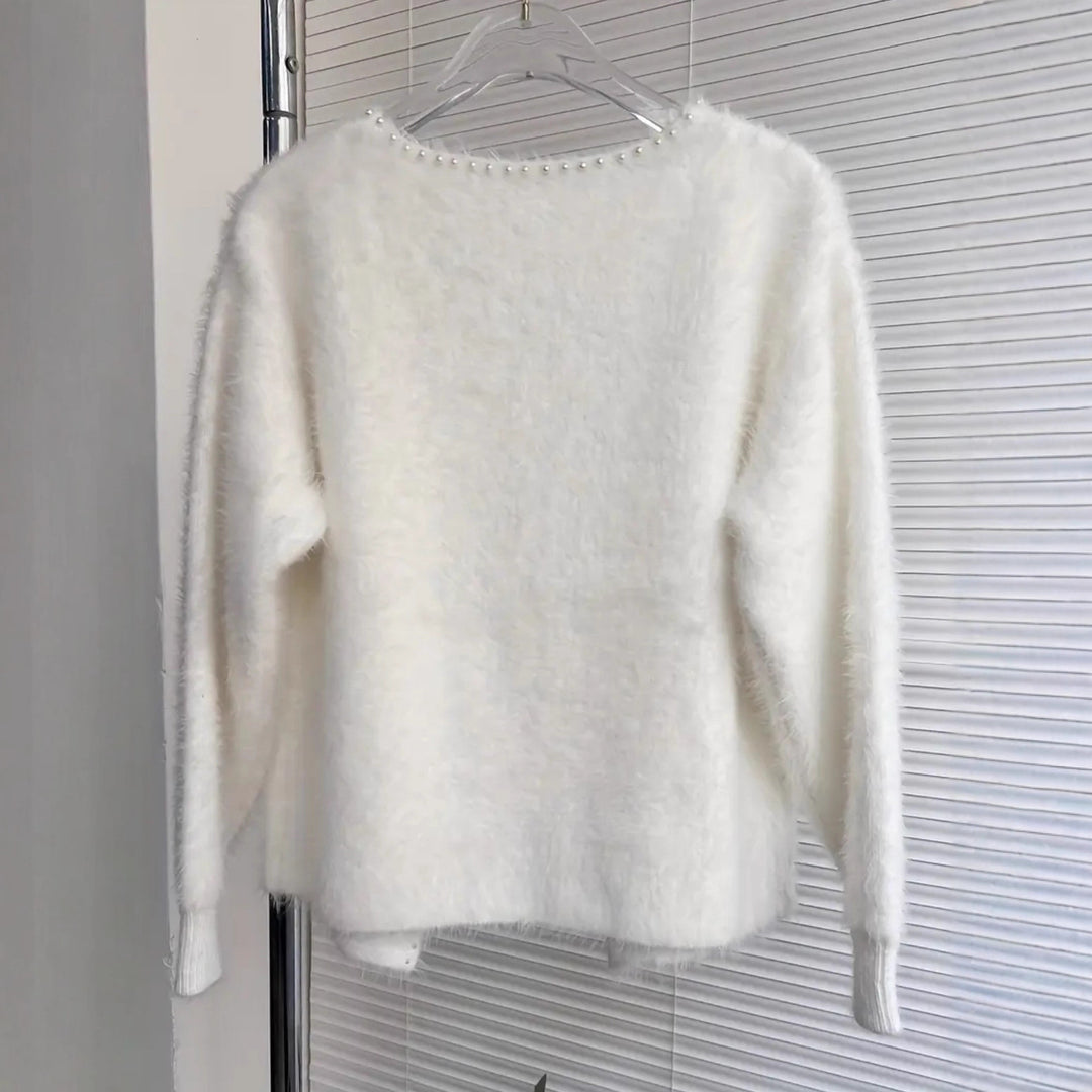 Damernas Fuzzy Cardigan med pärnknappar och avslappnad skärning Mirla-Eva Jonsson