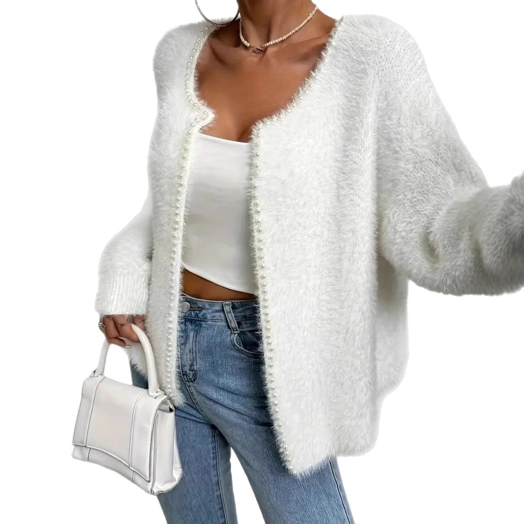 Damernas Fuzzy Cardigan med pärnknappar och avslappnad skärning Mirla-Eva Jonsson