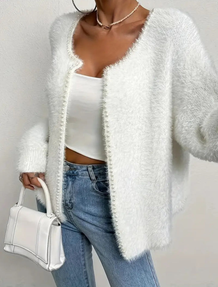 Damernas Fuzzy Cardigan med pärnknappar och avslappnad skärning Mirla-Eva Jonsson