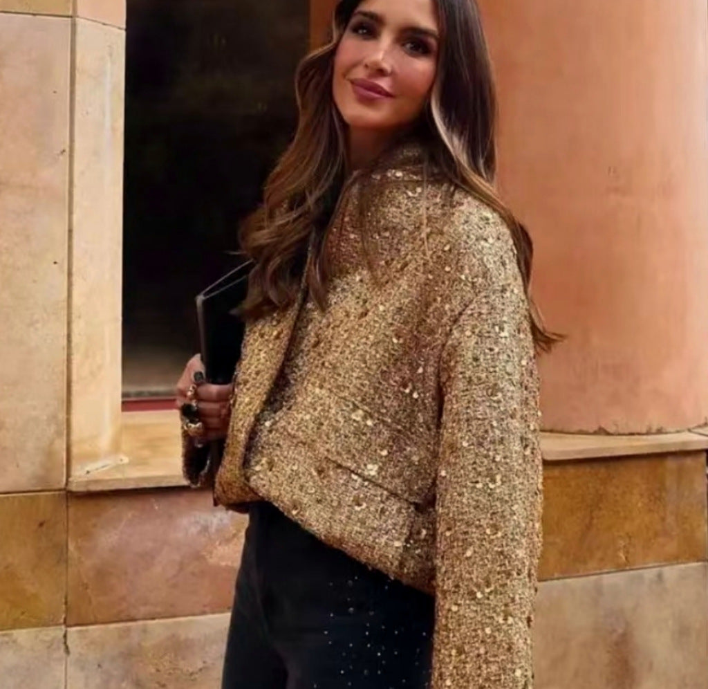 Damernas Glamourösa Paljettjacka med kort skärning och eleganta detaljer Eva Jonsson-Eva Jonsson