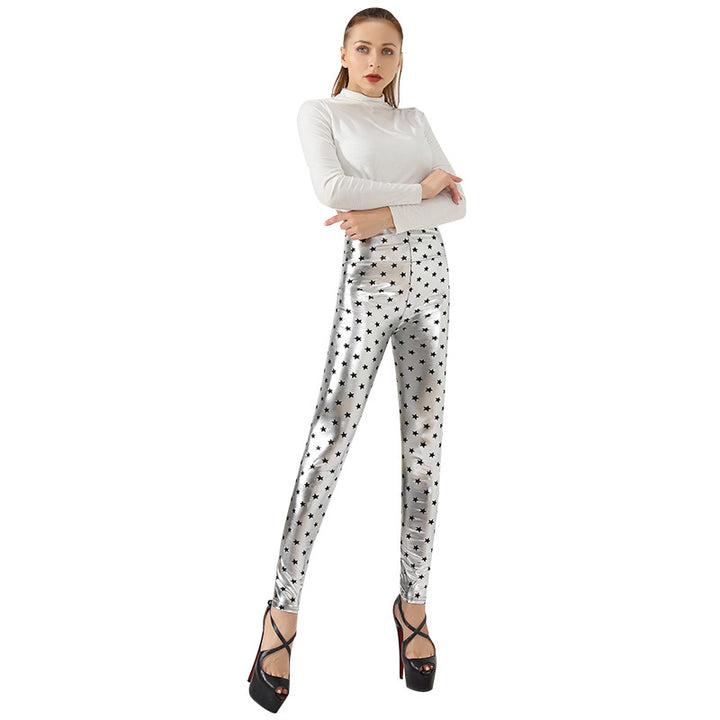 Damernas Glänsande Leggings med Stjärnmönster Eva Jonsson-Eva Jonsson