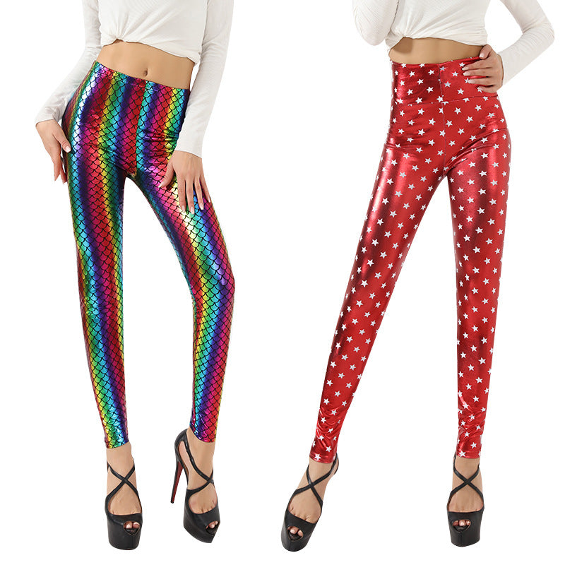 Damernas Glänsande Leggings med Stjärnmönster Eva Jonsson-Eva Jonsson