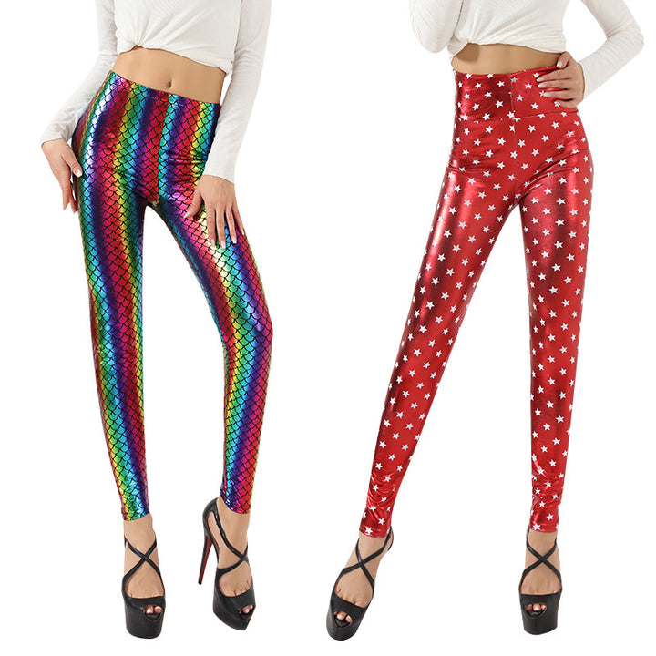 Damernas Glänsande Leggings med Stjärnmönster Eva Jonsson-Eva Jonsson
