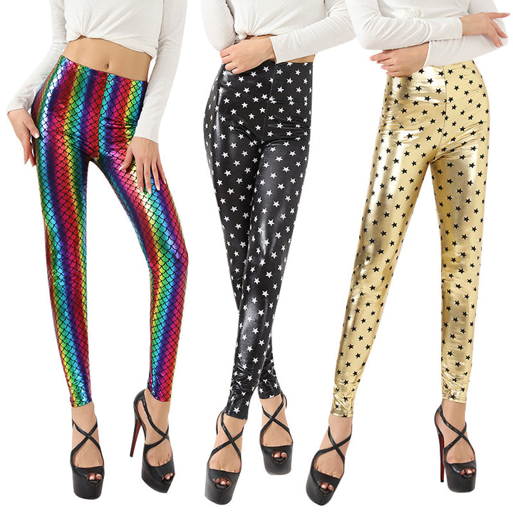 Damernas Glänsande Leggings med Stjärnmönster Eva Jonsson-Eva Jonsson
