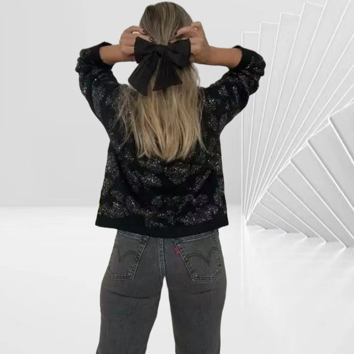 Damernas Glittrande Bombarjacka med volangärmade ärmar och luxuös design Mirla-Eva Jonsson