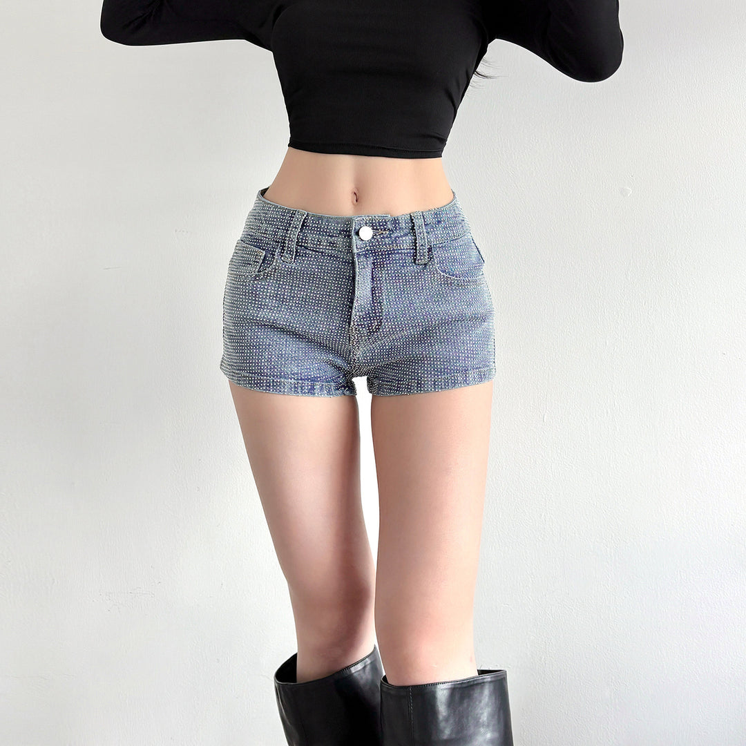 Damernas Glittrande Denim-short med gnistrande accenter Mirla-Eva Jonsson