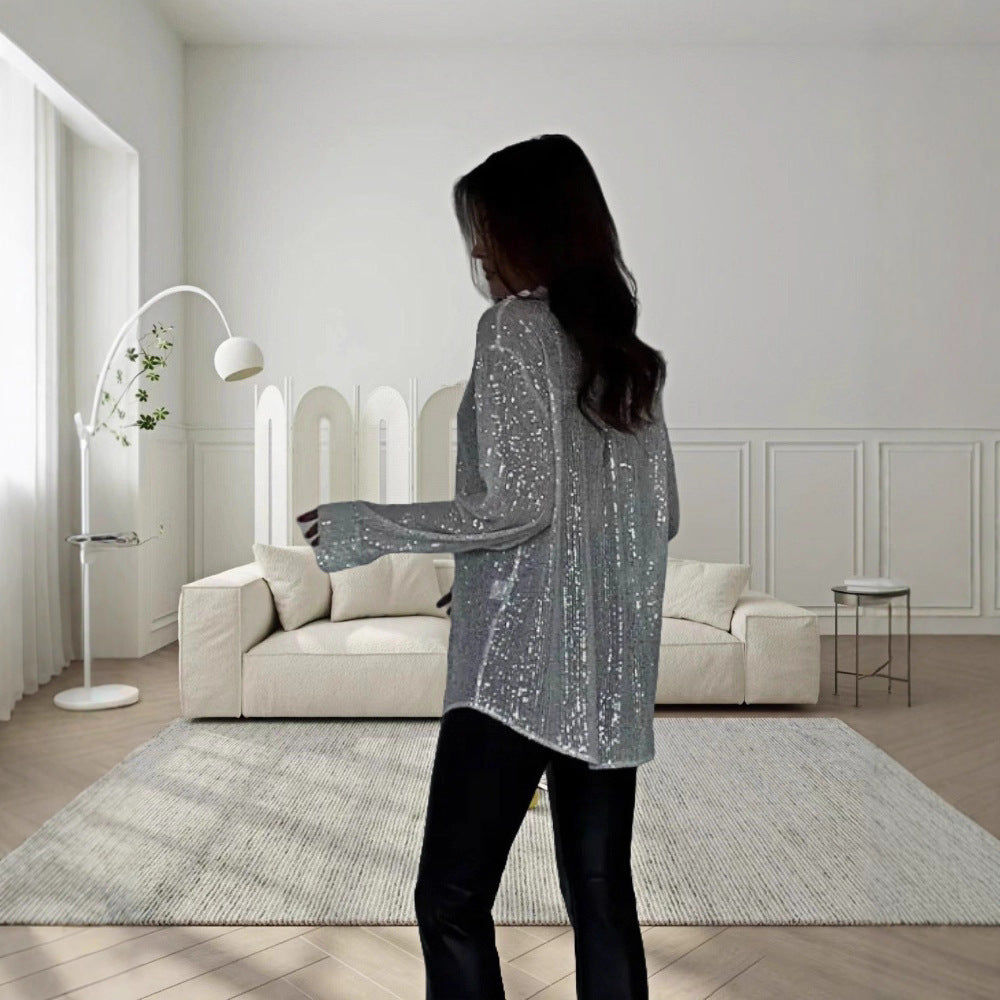 Damernas Glittrande Oversized-Skjorta med Paljetter Mirla-Eva Jonsson