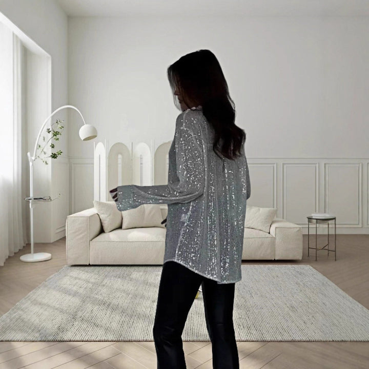 Damernas Glittrande Oversized-Skjorta med Paljetter Mirla-Eva Jonsson