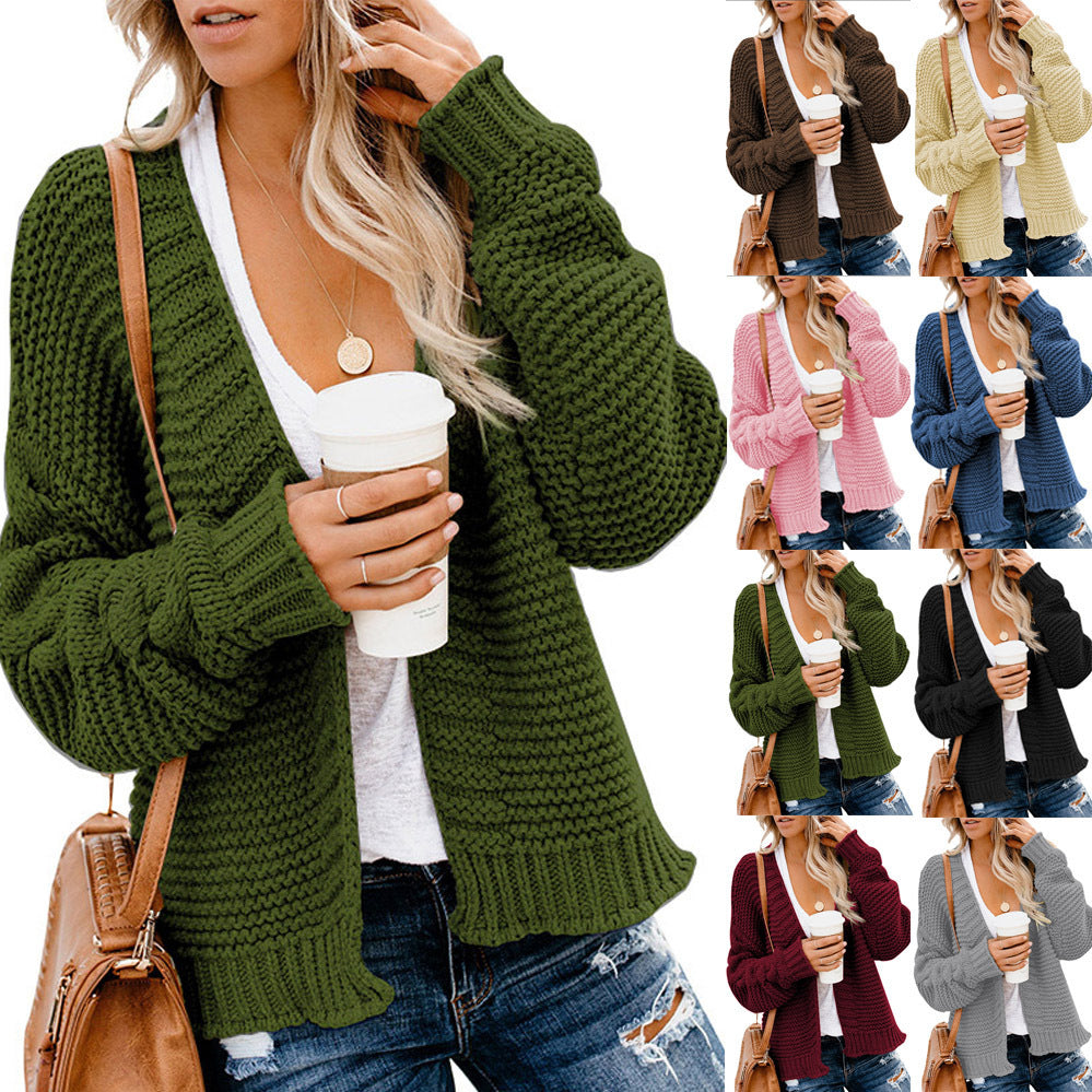 Damernas Grovstickad Cardigan med Lätt Silhuett och Öppen Design Mirla-Eva Jonsson
