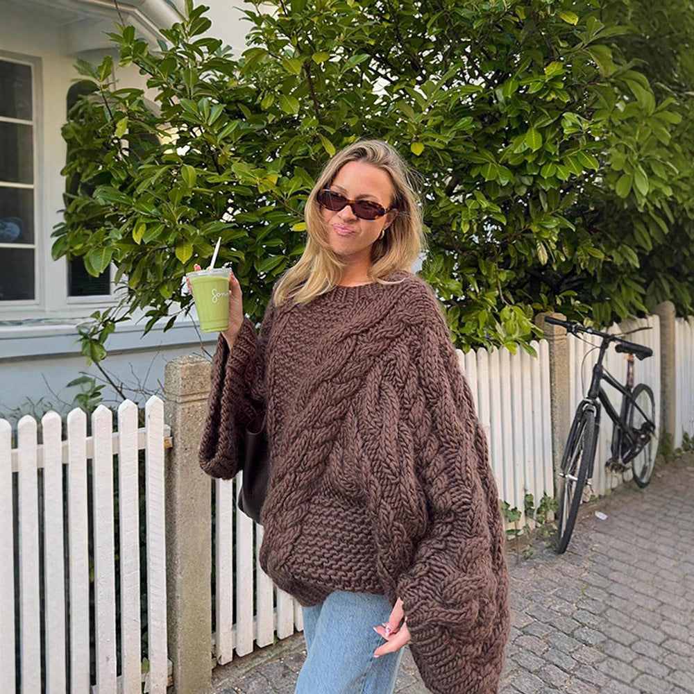 Damernas Grovstickad tröja med vida ärmar Mirla-Eva Jonsson