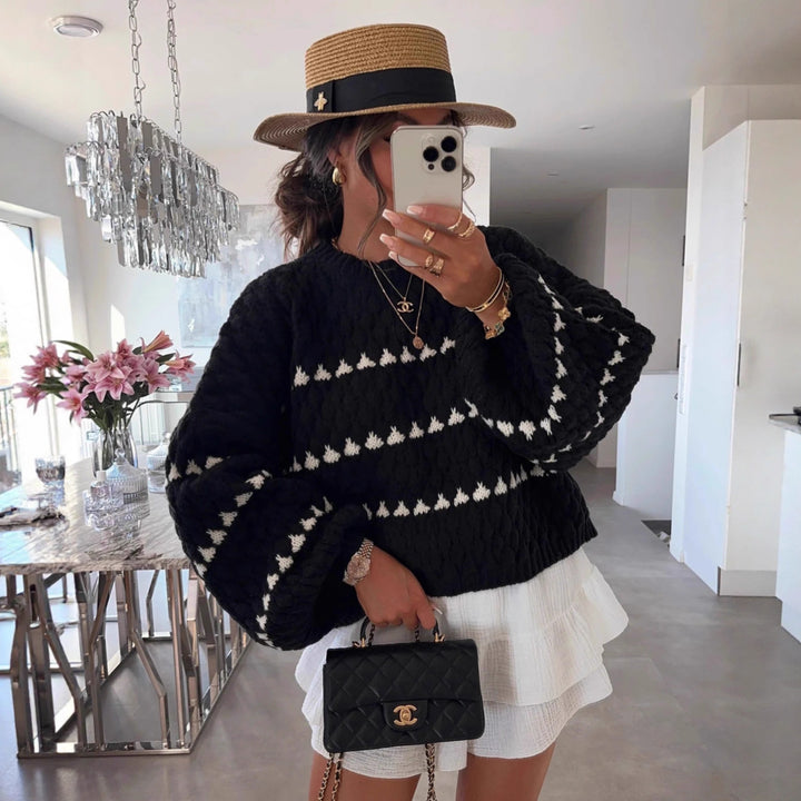 Damernas Grovt Strukturerad Tröja med Bred Ärm Mirla-Eva Jonsson