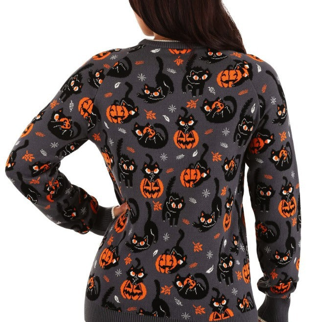 Damernas Halloween-tröja med katt- och pumpamotiver Eva Jonsson-Eva Jonsson