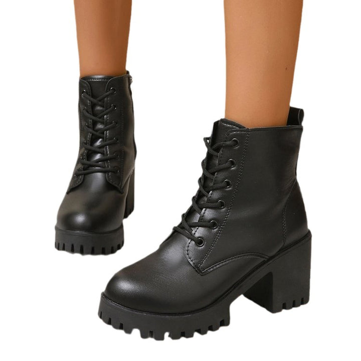 Damernas High-Top Stövletter med robust klack och snörning Mirla-Eva Jonsson