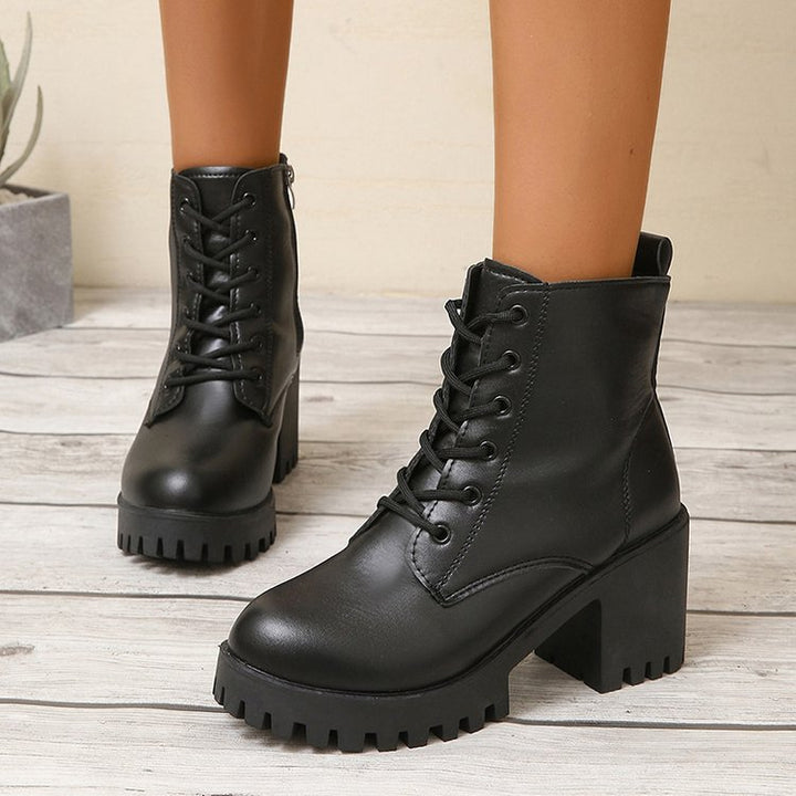 Damernas High-Top Stövletter med robust klack och snörning Mirla-Eva Jonsson