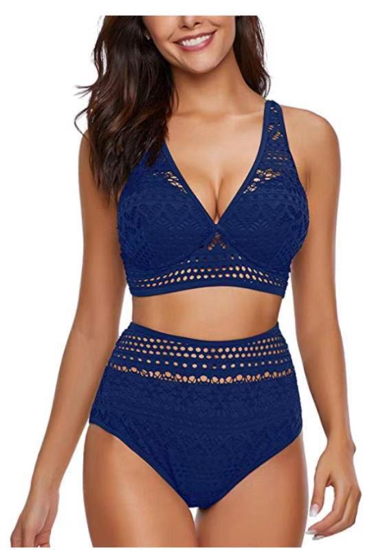 Damernas Högmidjad Bikini-set med Spetsdetaljer och Elegant Passform Mirla